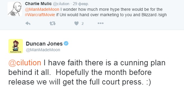 Дункан Джонс в твиттере дал небольшой намек про рекламную компанию фильма